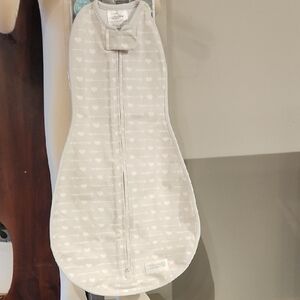 Gray Baby Swaddle with Heart Pattern